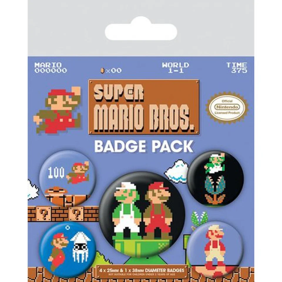 Nintendo Super Mario Bros Retro - Badge Pack Image 1