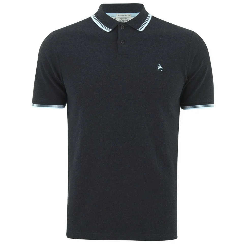 Original Penguin Men's Duo Polo Shirt - Dark Charcoal - S - Gris Image 1
