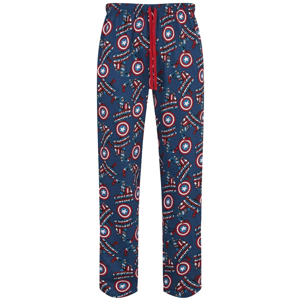 Marvel Men's Captain America All Over Print Lounge Pants - Blue - S - Bleu Image 1