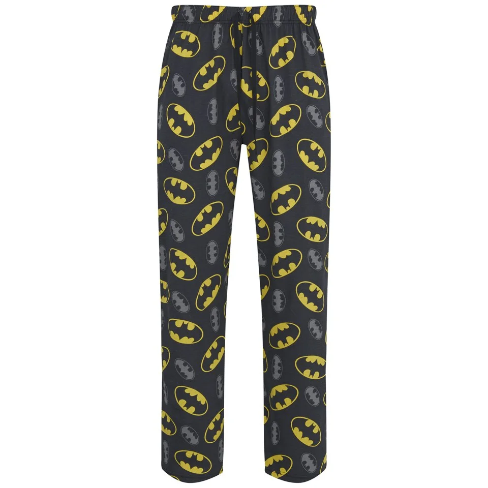 DC Comics Batman Men's All Over Logo Lounge Pants - Black - S - Noir Image 1