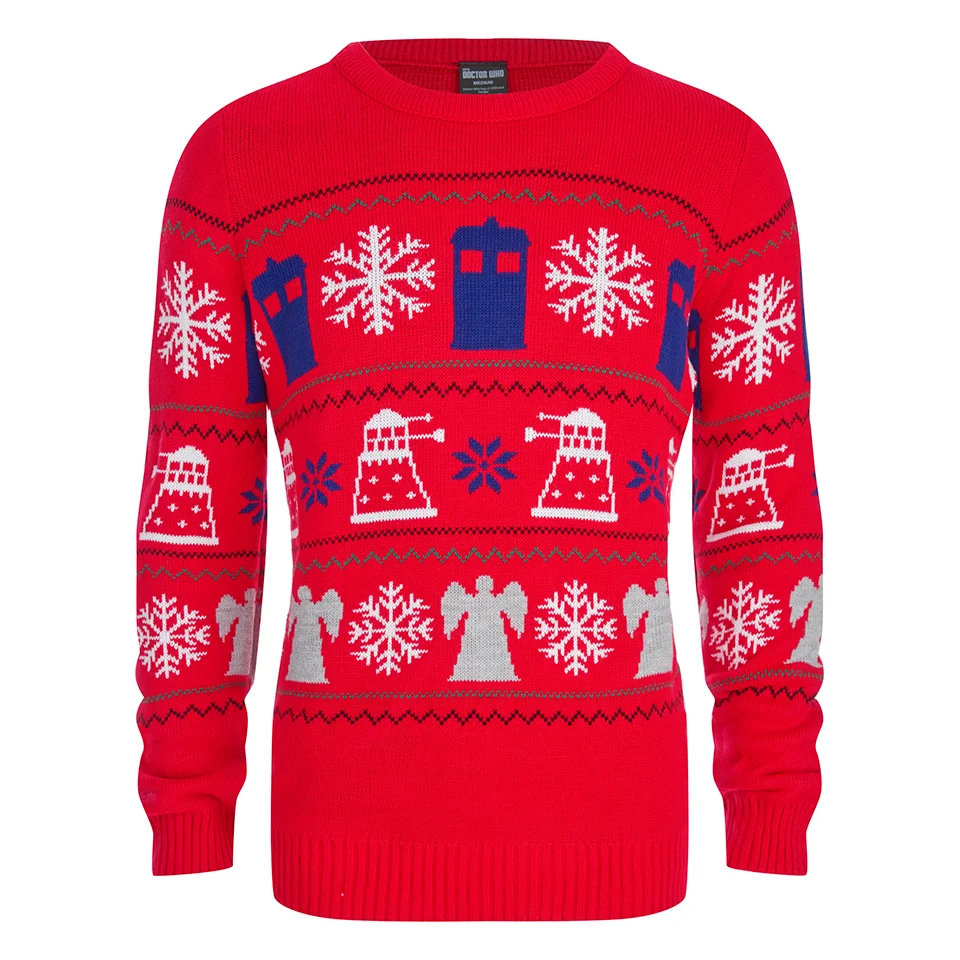 Doctor Who Dalek Snowflake Christmas Jumper - Red - S - Rouge Image 1