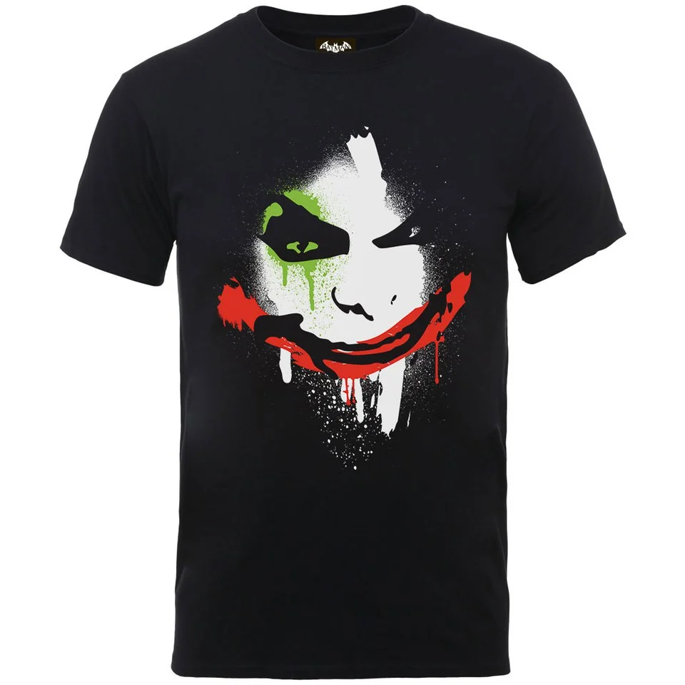 DC Comics Men's Batman Arkham City Halloween Joker Face T-Shirt - Black - S Image 1