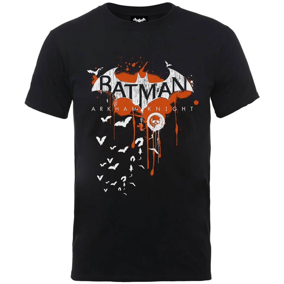 DC Comics Men's Batman Arkham Knight Halloween Logo Art T-Shirt - Black - S Image 1