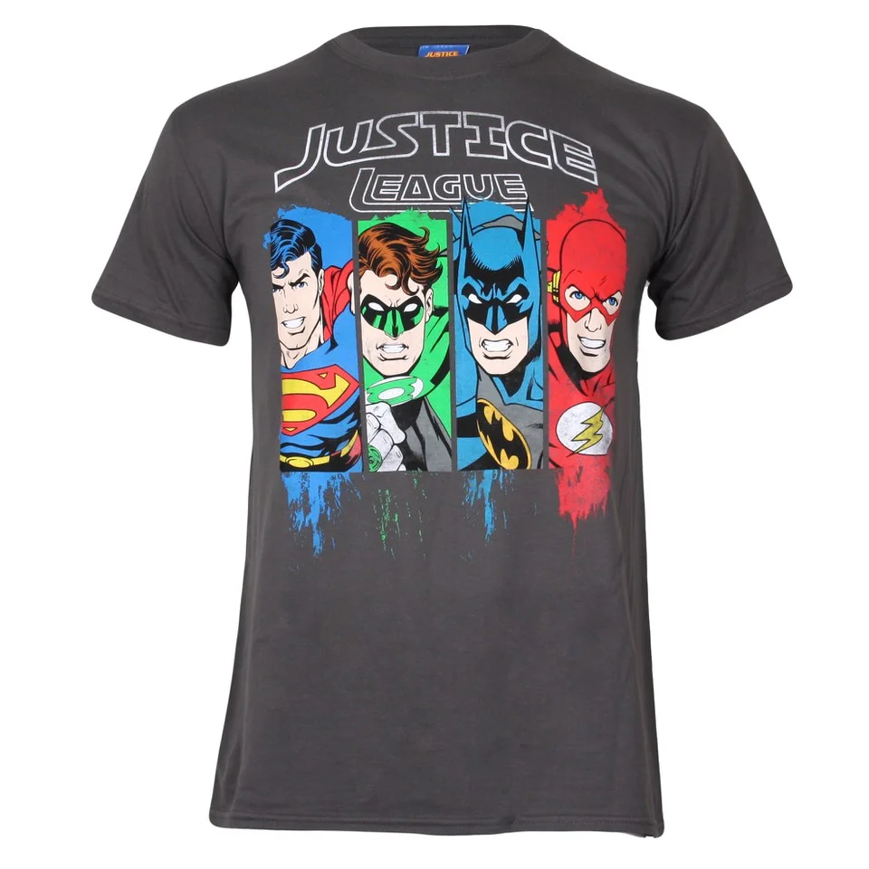 DC Comics Men's Justice League T-Shirt - Charcoal - S - Gris Image 1