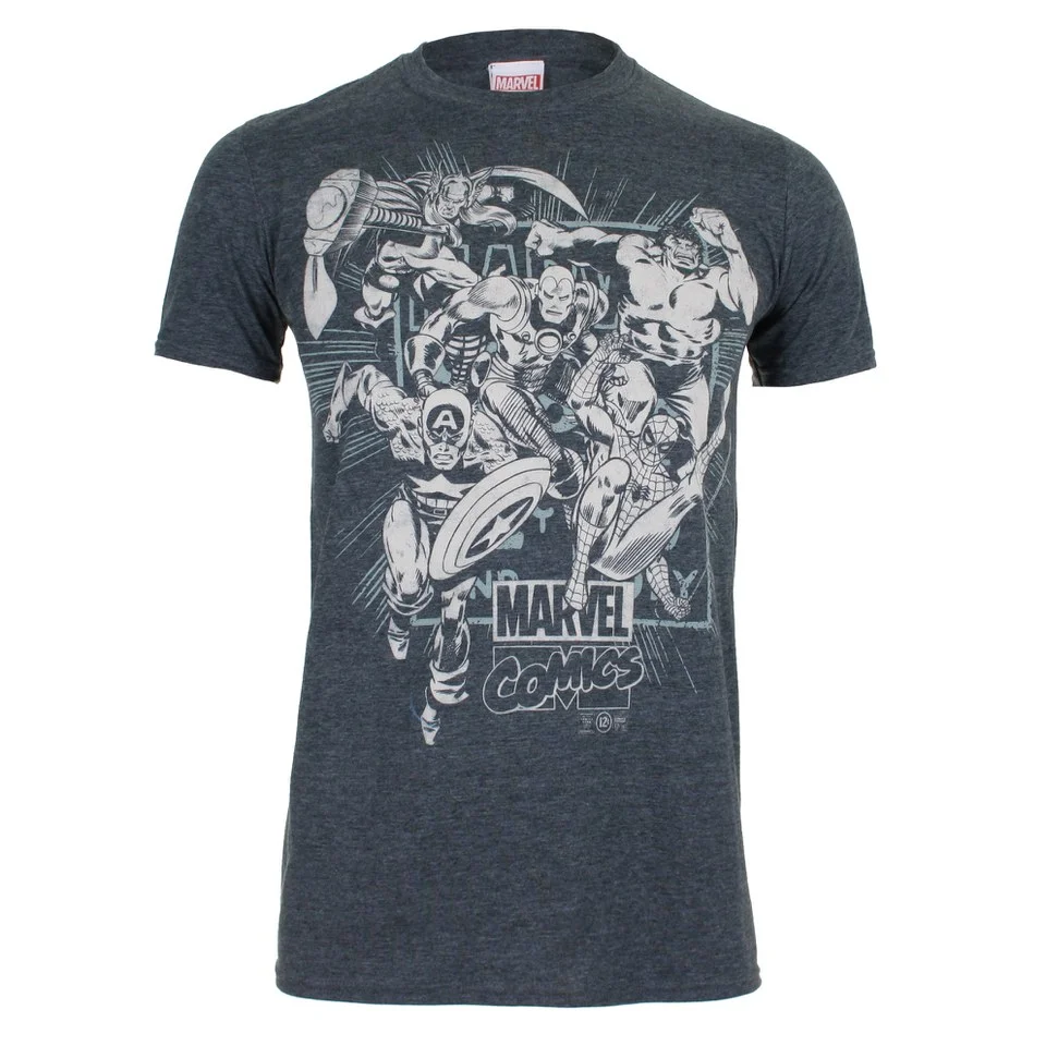 T-Shirt Homme Marvel Bet of Heroes - Foncé et Chiné - S - Gris Image 1