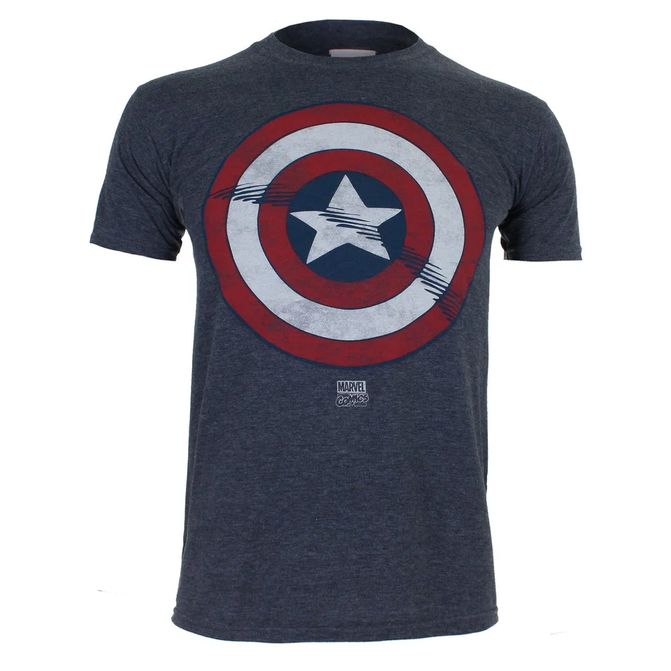 T-Shirt Homme Marvel Captain America Bouclier Heat - Bleu - S Image 1