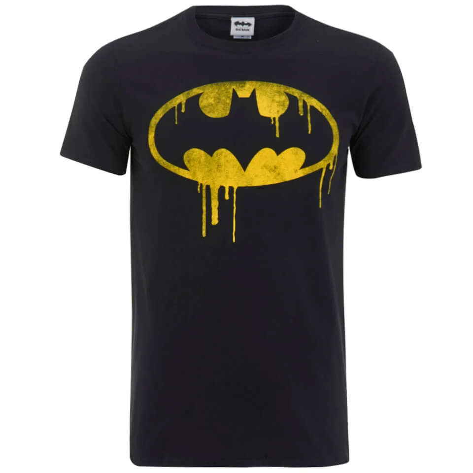 T-Shirt DC Comics Batman Logo Coulant -Gris Foncé - S - Noir Image 1