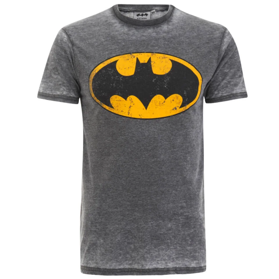 DC Comics Men's Batman Burnout T-Shirt - Charcoal/Grey - S - Gris Image 1