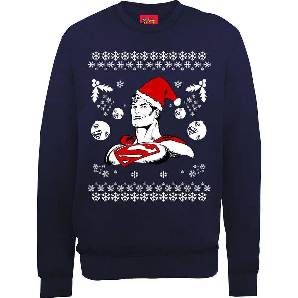 DC Comics Superman Christmas Super Santa Claus Sweatshirt - Navy - S - Navy Image 1