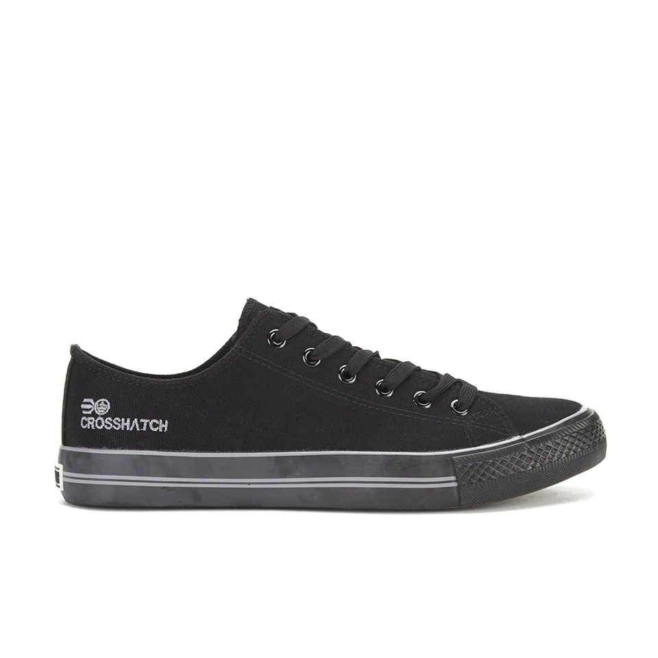 Crosshatch Men's Runway Canvas Trainers - Black/Black - UK 7 - Noir Image 1
