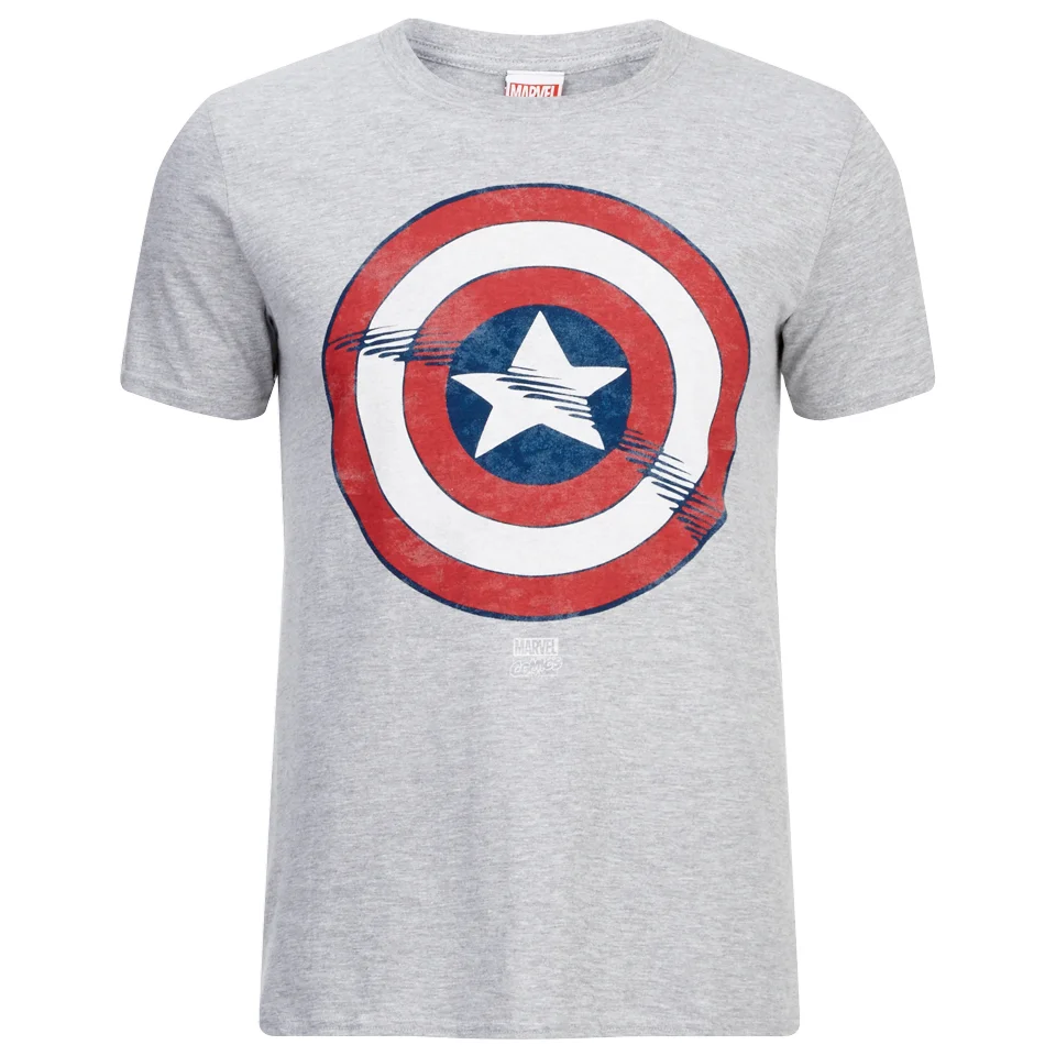 T-Shirt Homme Marvel Captain America Bouclier - Gris Chiné - S - Gris Image 1