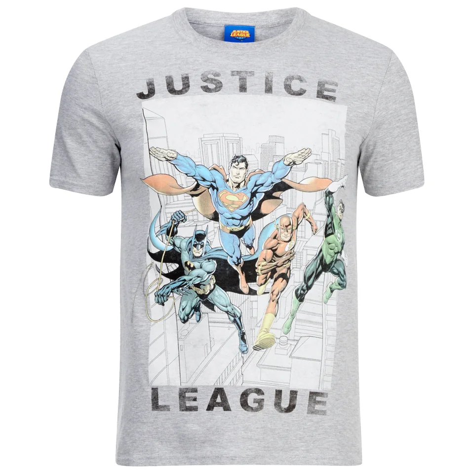T-Shirt Homme DC Comics Justice League Flying - Gris Chiné - S - Gris Image 1
