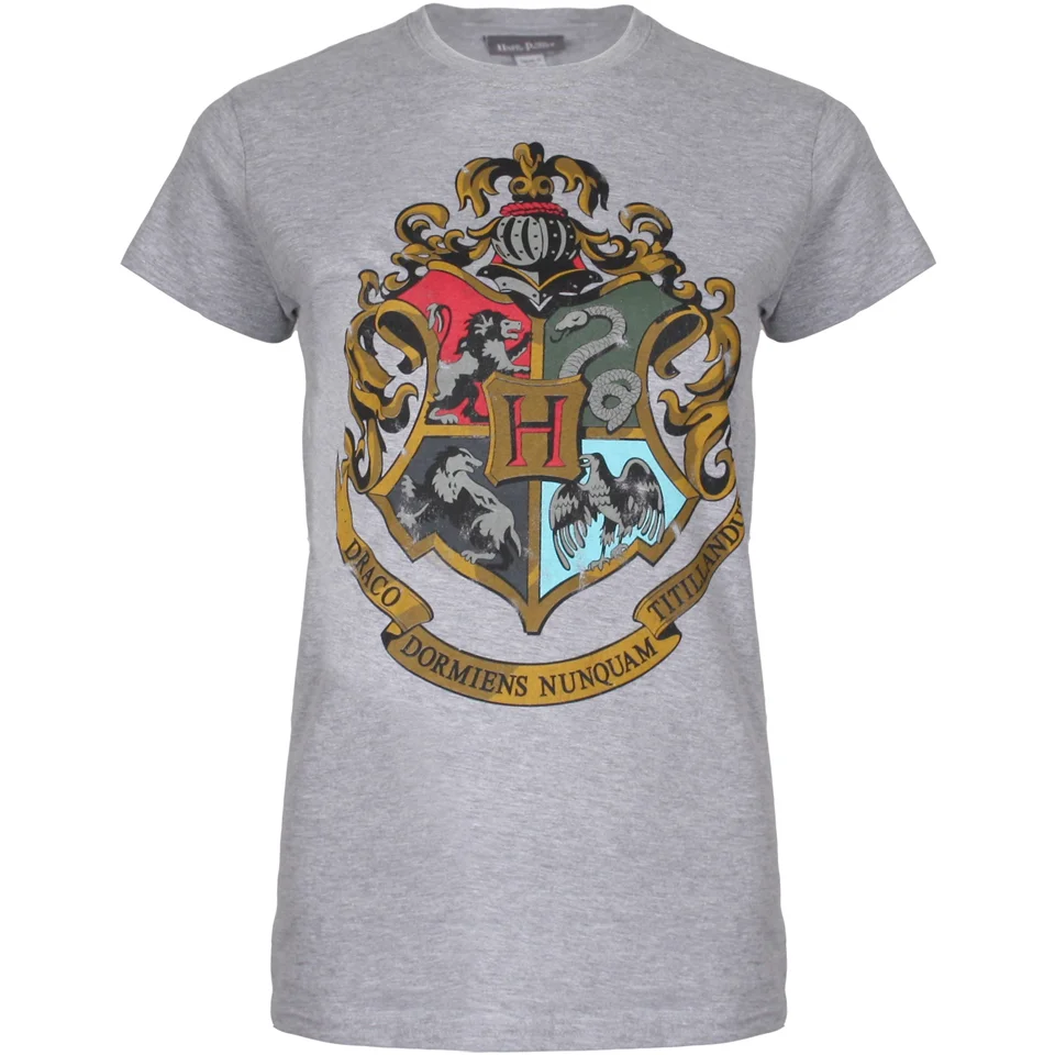 T-Shirt pour Femme -Harry Potter- Blason Poudlard- Gris - S - Gris Image 1