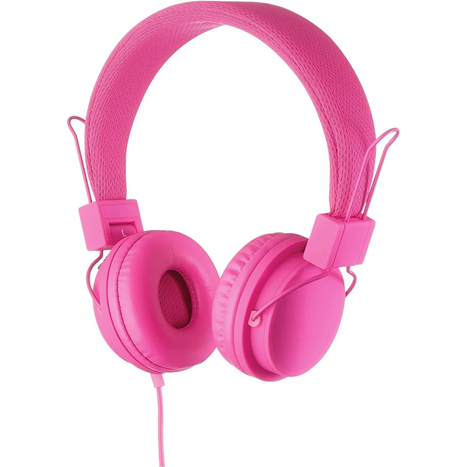 Goodmans On Ear Headphones with In-Line Mic & Remote - Pink Image 1