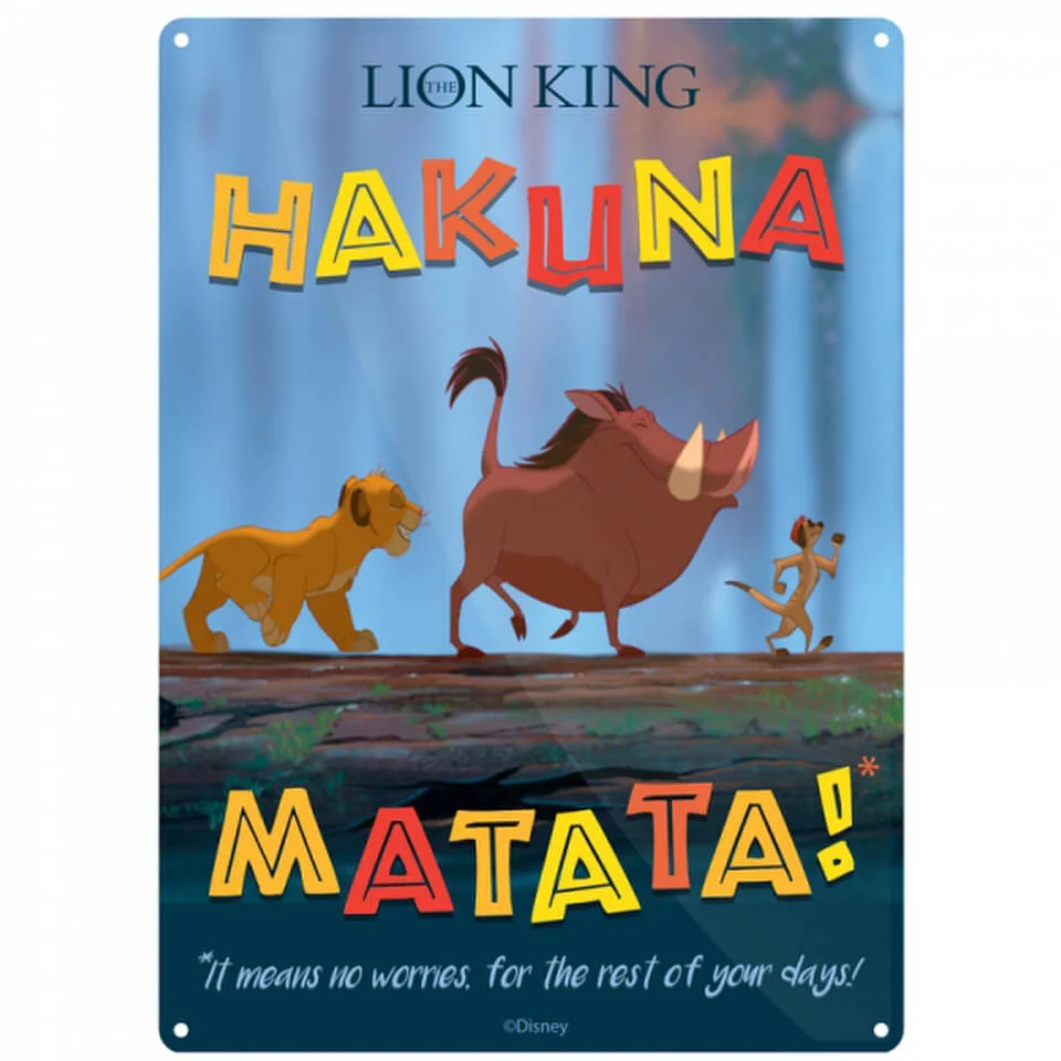 Disney The Lion King Hakuna Matata Small Tin Sign Image 1