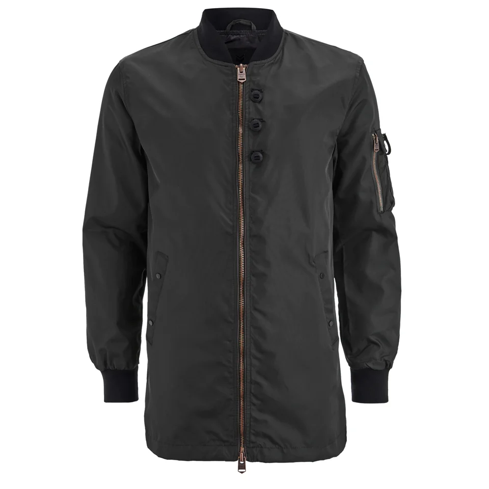 4Bidden -Homme- Longue Veste Bomber "Impact" -Noir - S - Noir Image 1