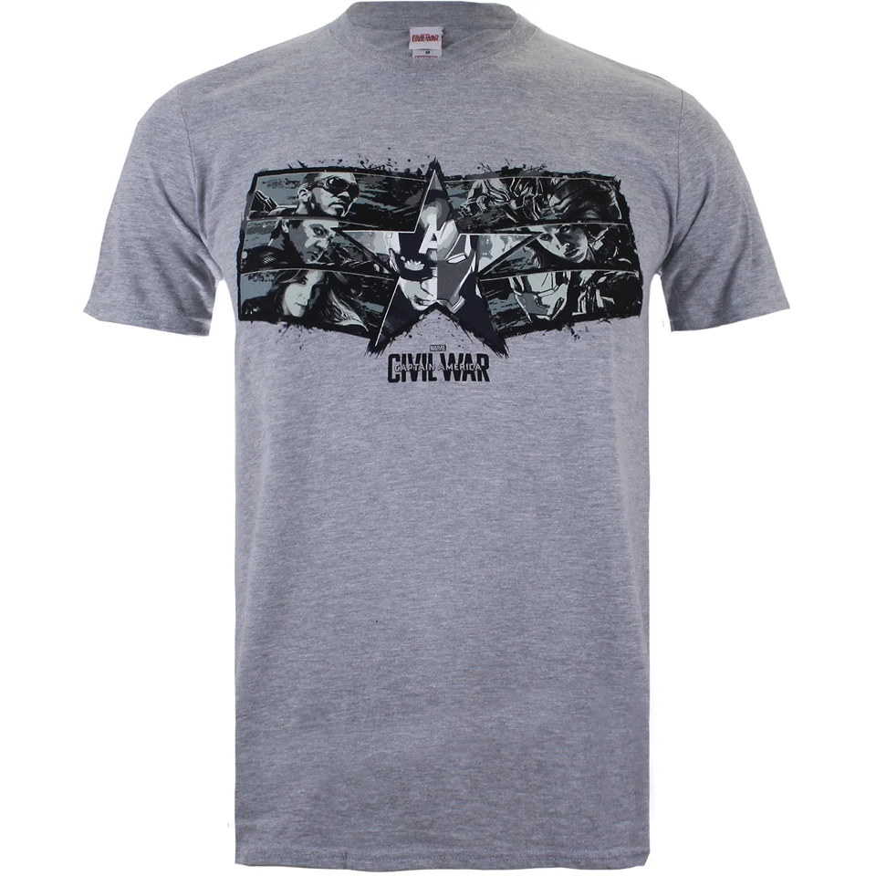 T-Shirt pour Homme -Marvel-Captain America Civil War "Stars & Stripes" -Gris - S - Gris Image 1