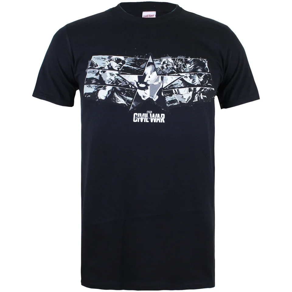 T-Shirt pour Homme -Marvel-Captain America Civil War "Stars & Stripes" -Noir - S - Noir Image 1