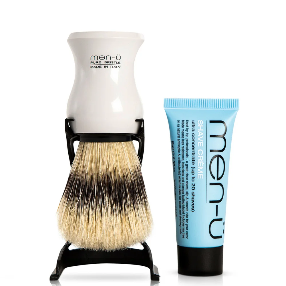 Blaireau et support Barbier Men-ü - Blanc Image 1