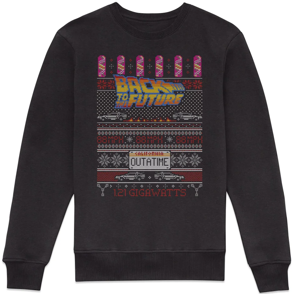 Back To The Future OUTATIME Men's Pull de Noël - Noir - S Image 1
