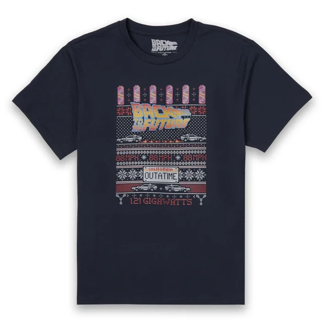 T-Shirt de Noël Homme OUTATIME Retour Vers le Futur - Bleu Marine
