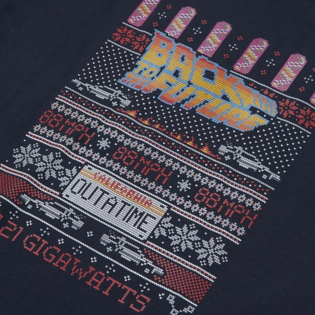 T-Shirt de Noël Homme OUTATIME Retour Vers le Futur - Bleu Marine