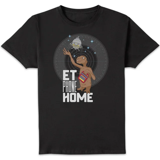 T-Shirt Homme E.T. l'extra-terrestre - Téléphone Maison - Noir