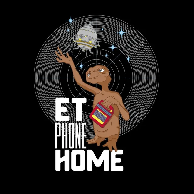 T-Shirt Homme E.T. l'extra-terrestre - Téléphone Maison - Noir
