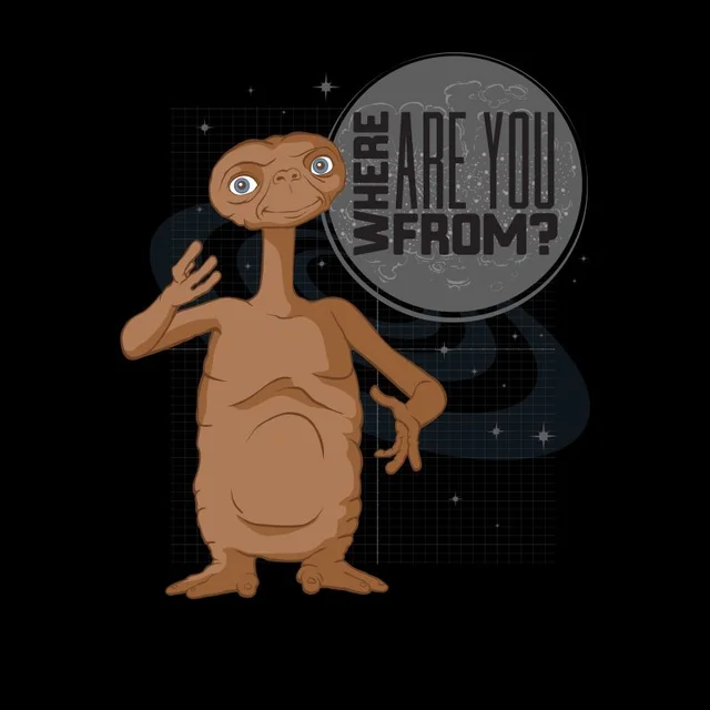 T-Shirt Homme E.T. l'extra-terrestre - D'où Viens-Tu - Noir