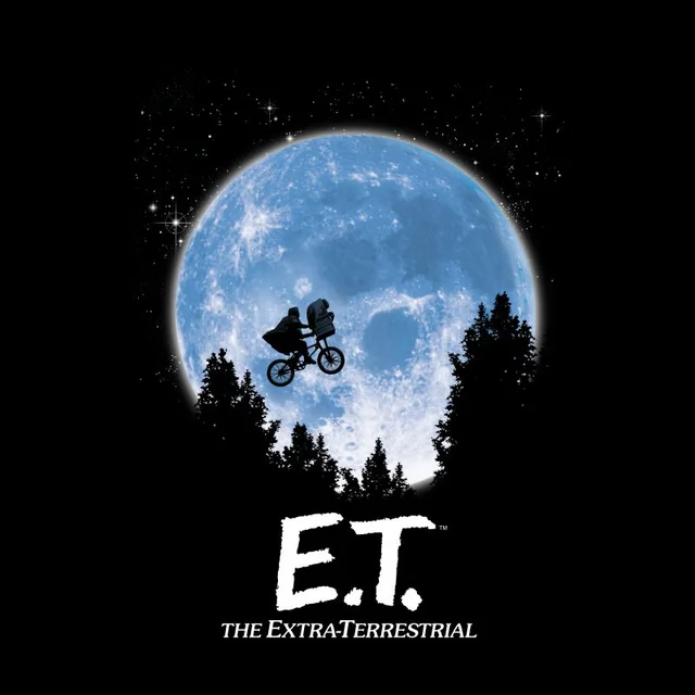 T-Shirt Homme E.T. l'extra-terrestre - Silhouette dans la Lune - Noir