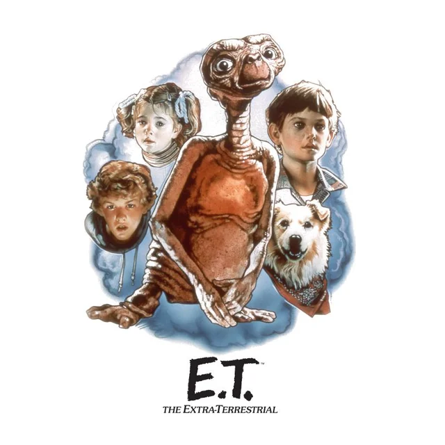 T-Shirt Homme E.T. l'extra-terrestre - Portrait Peint - Blanc