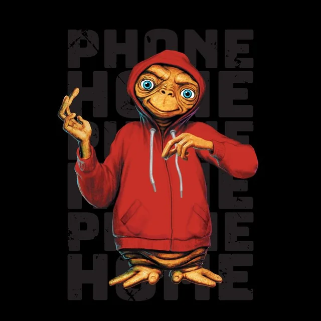T-Shirt Homme E.T. l'extra-terrestre - Téléphone Maison Effet - Noir