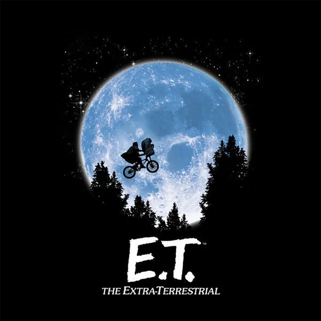 T-Shirt Femme E.T. l'extra-terrestre - Silhouette dans la Lune - Noir