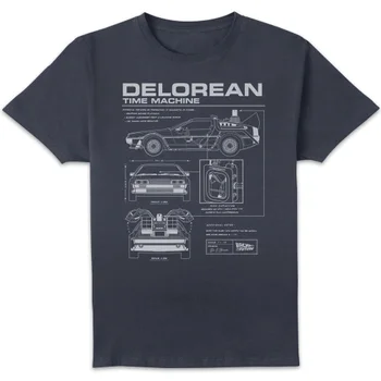 T-Shirt Homme Retour vers le Futur - Schéma de la DeLorean - Bleu Marine