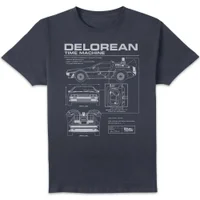 T-Shirt Homme Retour vers le Futur - Schéma de la DeLorean - Bleu Marine