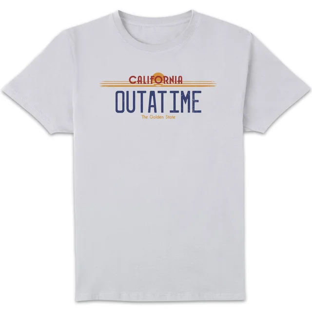 T-Shirt Homme Retour vers le Futur - Plaque Immatriculation Outatime - Blanc