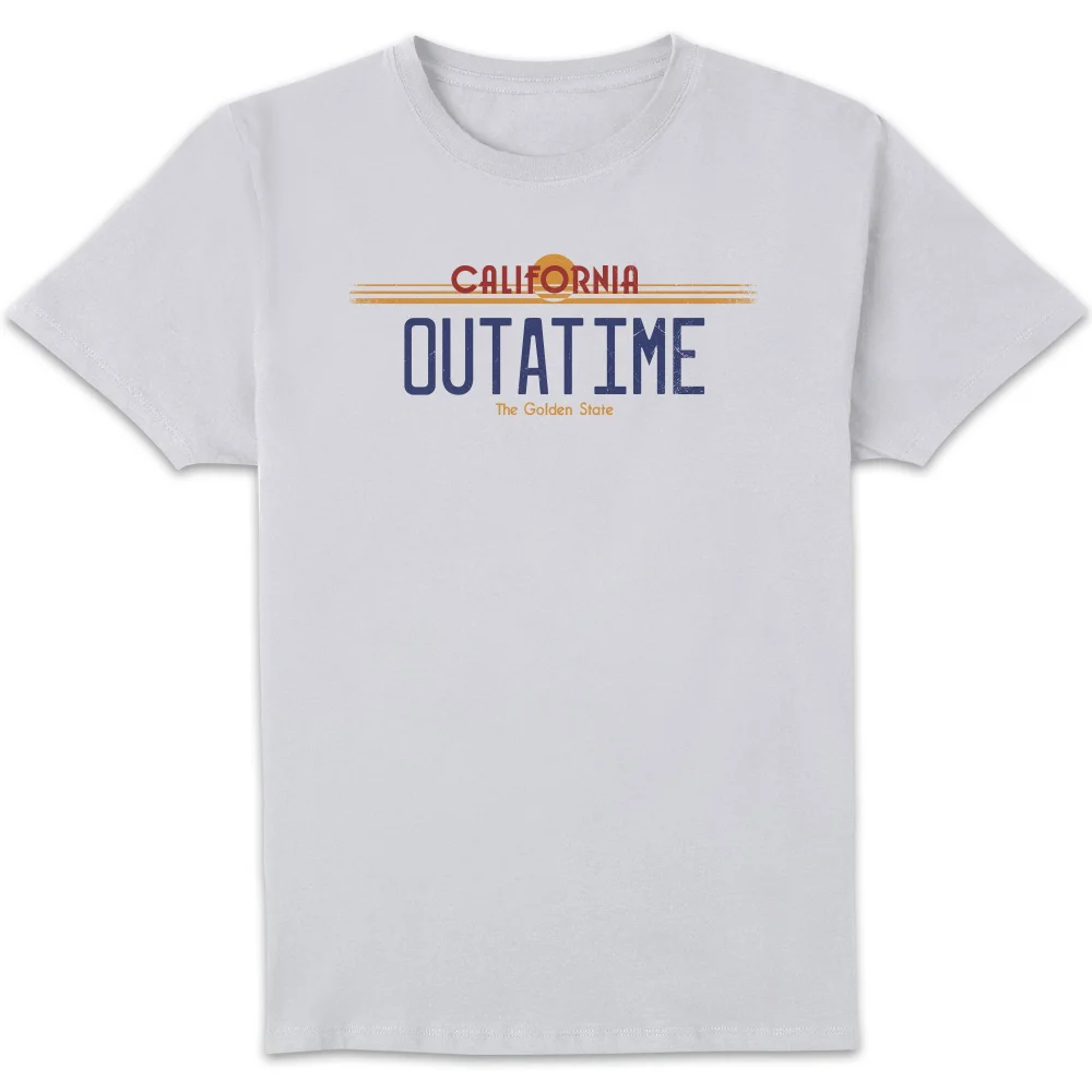 T-Shirt Homme Retour vers le Futur - Plaque Immatriculation Outatime - Blanc - S Image 1