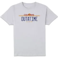 T-Shirt Homme Retour vers le Futur - Plaque Immatriculation Outatime - Blanc