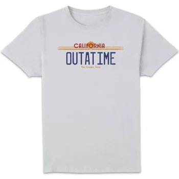 T-Shirt Homme Retour vers le Futur - Plaque Immatriculation Outatime - Blanc