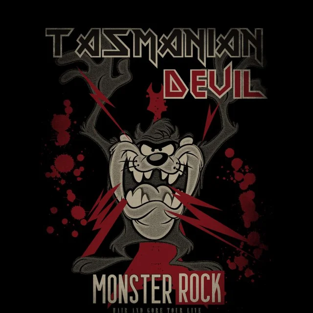 T-Shirt Homme Taz Diable de Tasmanie Monster Rock Looney Tunes - Noir