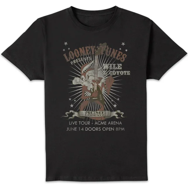 T-Shirt Homme Wile E Coyote Guitar Arena Tour Looney Tunes - Noir