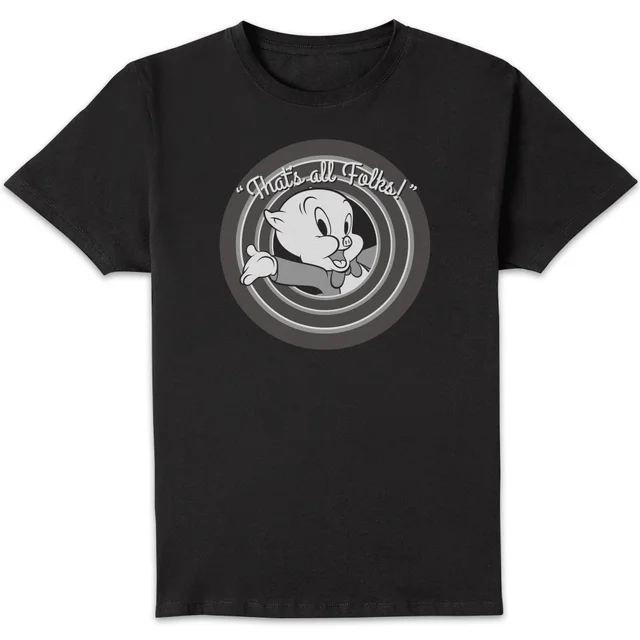 T-Shirt Homme That's All Folks ! Porky Pig Looney Tunes - Noir