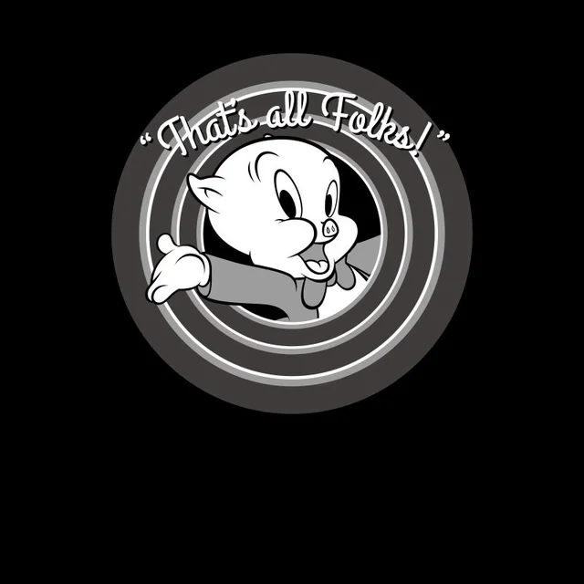T-Shirt Homme That's All Folks ! Porky Pig Looney Tunes - Noir