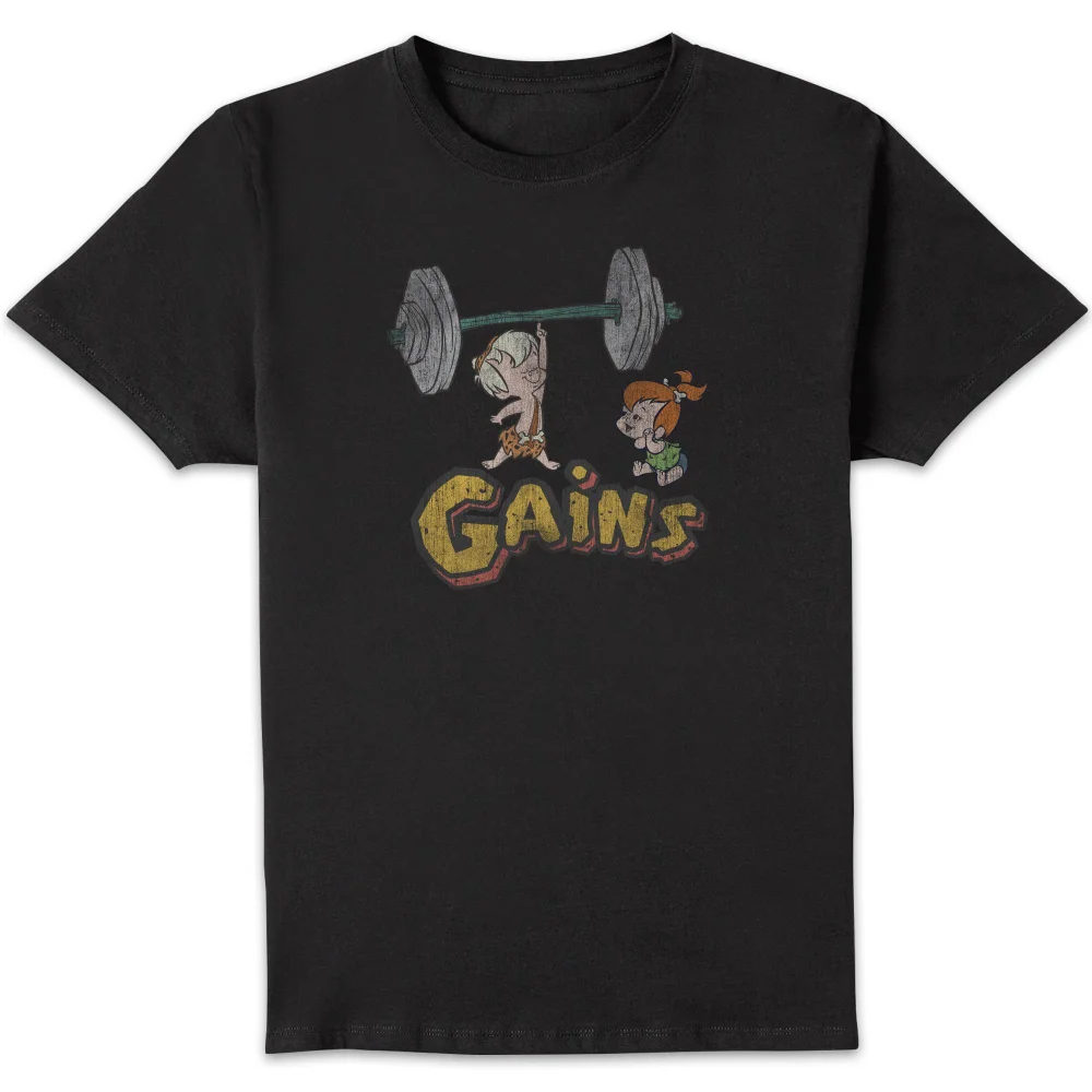 T-Shirt Homme La Famille Pierrafeu Bamm-Bamm Muscu - Effet Abîmé - Noir - S Image 1