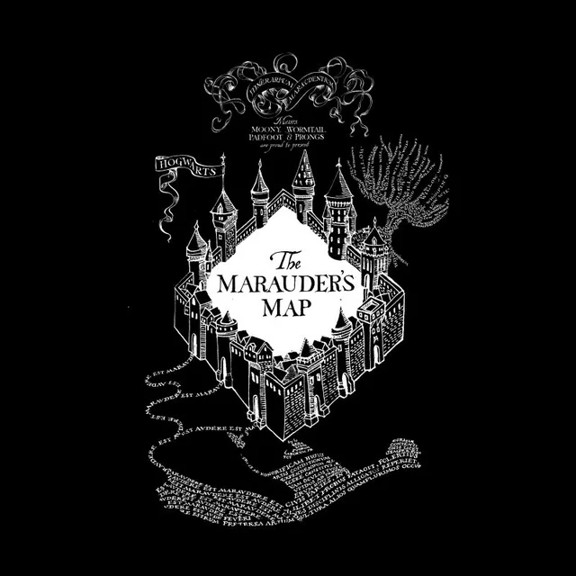 T-Shirt Homme Carte du Maraudeur - Harry Potter - Noir