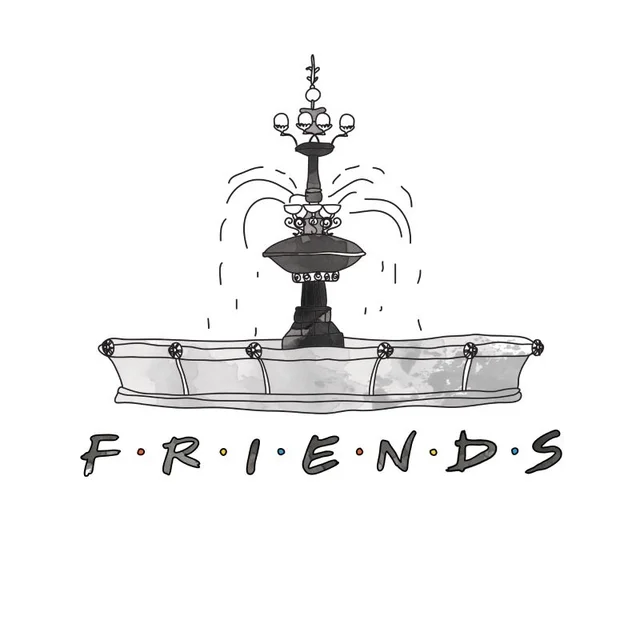 T-Shirt Homme Croquis Fontaine - Friends - Blanc
