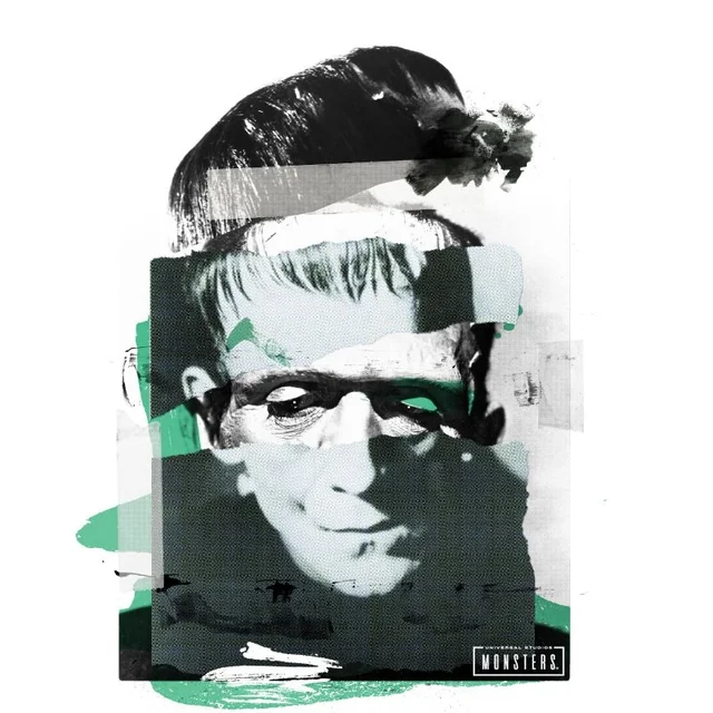 T-Shirt Homme Collage Frankenstein - Universal Monsters - Blanc