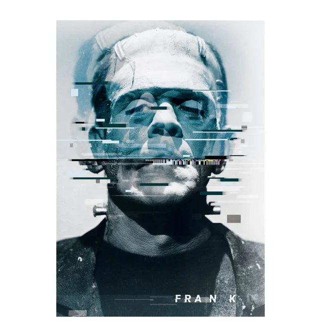 T-Shirt Homme Frankenstein Glitch - Universal Monsters - Blanc