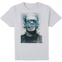 T-Shirt Homme Frankenstein Glitch - Universal Monsters - Blanc