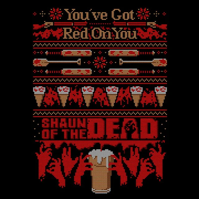 T-Shirt de Noël Homme You've Got Red On You Shaun Of The Dead - Noir